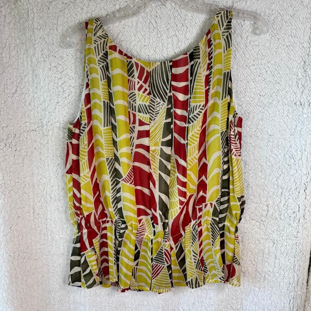 Doncaster 100%‎ Silk Sleeveless Yellow/Red/Green/White Top See measurements